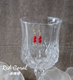 画像5: 【送料無料】【ピアス】◆flower storm◆3月誕生石 赤珊瑚の樹脂フックピアス 多面カット約4mm×2石 レッドコーラル(珊瑚 サンゴ パワーストーン アレルギー対応 )