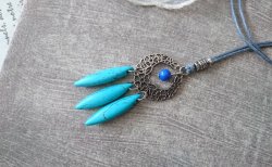 画像3: 【送料無料】【ワックスコードネックレス】◆flower storm◆ターコイズ&ラピスラズリ(12月誕生石 天然石 パワーストーン )