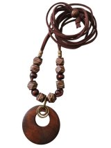 【送料無料】【レザーネックレス】◆flower storm◆木製パーツ＆メタルのナチュラルアンティークテイスト （アクセサリー ウッド  日本製 ）