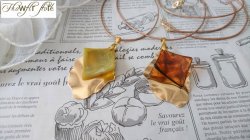 画像11: 【送料無料】【本革紐ネックレス】◆flower storm◆ ウェーブメタルリーフ＆菱形チャームの牛革ロングネックレス （アクセサリー レザー 日本製）