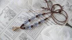 画像5: 【送料無料】【レザーネックレス】◆flower storm◆クリア多面カット＆ウッド2種のビーズとメタルフラワー百合 3色（アクセサリー ロング 花 テッポウユリ  日本製）