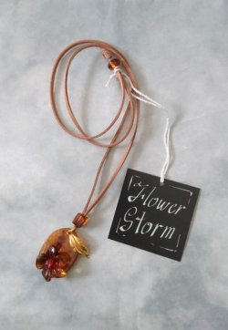 画像7: 【送料無料】【レザーネックレス】◆flower storm◆べっ甲調ブラウン フラワー&リーフ 2色(アクセサリー ロング 花 日本製)