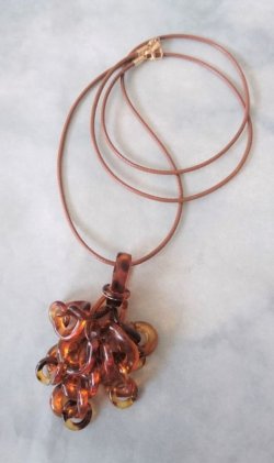 画像4: 【送料無料】【ワックスコードネックレス】◆flower storm◆琥珀ブラウンカラー シャンデリアネックレス ( 日本製 アクセサリー レディース)