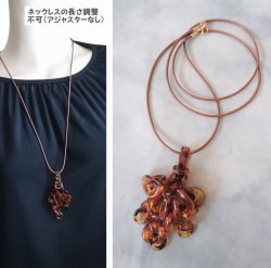 画像8: 【送料無料】【ワックスコードネックレス】◆flower storm◆琥珀ブラウンカラー シャンデリアネックレス ( 日本製 アクセサリー レディース)