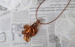 画像6: 【送料無料】【ワックスコードネックレス】◆flower storm◆琥珀ブラウンカラー シャンデリアネックレス ( 日本製 アクセサリー レディース)