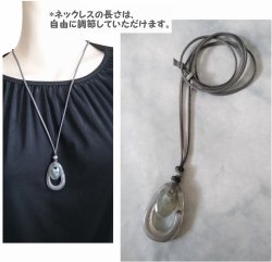 画像11: 【送料無料】【レザーネックレス】◆flower storm◆ アクリル素材オーバルパーツの艶感&ウッドのナチュラル感 (アクセサリー 楕円形 マーブル柄 大理石調 国産 日本製)