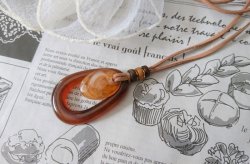 画像5: 【送料無料】【レザーネックレス】◆flower storm◆ アクリル素材オーバルパーツの艶感&ウッドのナチュラル感 (アクセサリー 楕円形 マーブル柄 大理石調 国産 日本製)