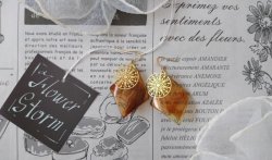 画像5:  【送料無料】【sus316 フックピアス】◆flower storm◆ひし形アクリル&繊細な雪の結晶 メタルチャーム サージカルステンレス K18金メッキ加工(アクセサリー  スノーフレーク ニッケルフリー 日本製)