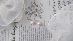 画像5:  【送料無料】【純チタンフック ピアス】◆flower storm◆大粒 淡水パール ＆ゴールドカラー発色チタン （アクセサリー 金属アレルギー対応 ）