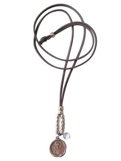 画像5: 【送料無料】【レザーネックレス】◆flower storm◆一粒のキャッツアイをあしらった猫のアンティークテイスト革紐ロングネックレス（アクセサリー 猫目石 パワーストーン ネコ ねこ 日本製）