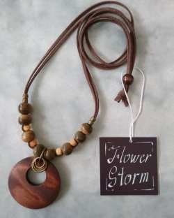 画像12: 【送料無料】【レザーネックレス】◆flower storm◆木製パーツ&メタルのナチュラルアンティークテイスト (アクセサリー ウッド  日本製 )