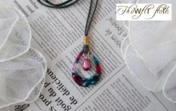 画像4: 【送料無料】【レザーネックレス】◆flower storm◆ しずく型チャーム&カラーパールの革紐ロングネックレス (アクセサリー/レディース/日本製)