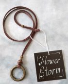 他の写真2: 【送料無料】【レザーネックレス】◆flower storm◆小粋な柄入りビーズ使い アンティークゴールドリングネックレス （眼鏡掛け グラスホルダー メガネホルダー  メンズ レディース 日本製））