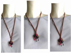 画像7: 【送料無料】【レザーネックレス】◆flower storm◆9種16石の天然石が輝く革紐ロングネックレス ケース付（ガーネット アメジスト シトリン 半貴石）