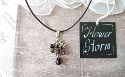 画像3: 【送料無料】【レザーネックレス】◆flower storm◆スモーキークォーツ &アメジスト 本革ネックレス (アクセサリー 天然石 パワーストーン  煙水晶 紫水晶 紫石英 革紐ペンダント 日本製)