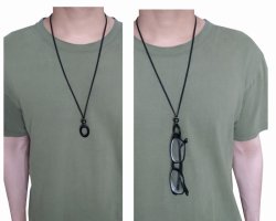 画像6: 【送料無料】【グラスホルダー】◆flower storm◆軽くシンプル 上質アクリルチャーム＆水牛ビーズ使いリングネックレス ペンダント式サングラス、メガネホルダー （眼鏡掛け レザーネックレス ホーンビーズ メンズ レディース 日本製））