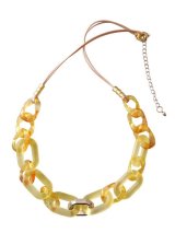 【送料無料】【ワックスコードネックレス】◆flower storm◆長さ57cm レモンイエロー×オレンジマーマレードのアクリルチェーン ネックレス（アクセサリー ジュエリー 春夏 日本製TOHOビーズ レディース  日本製）