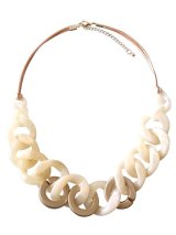 【送料無料】【ワックスコードネックレス】◆flower storm◆長さ56cm 大振り オフホワイト×ゴールドのアクリルチェーン ネックレス（アクセサリー 春夏 大ぶり ステートメントネックレス レディース  日本製）