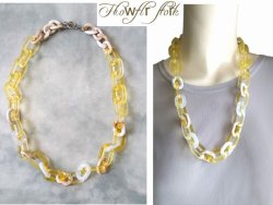 画像4: 【送料無料】◆flower storm◆長さ約60cm アクリルチェーンネックレス 2種 Yellow×White, Yellow×Brown (アクセサリー 大ぶり ボリューム 季節感 春夏 レディース  日本製))