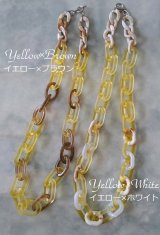 【送料無料】◆flower storm◆長さ約60cm アクリルチェーンネックレス 2種 Yellow×White, Yellow×Brown （アクセサリー 大ぶり ボリューム 季節感 春夏 レディース  日本製））