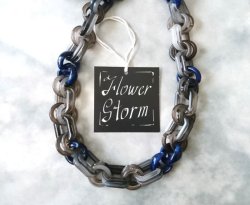 画像5: 【送料無料】◆flower storm◆長さ約80cm アクリルチェーン ロングネックレス Gray ×Navy  (アクセサリー 大ぶり ボリューム 季節感 レディース  日本製)