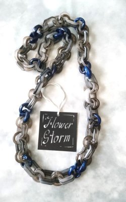 画像4: 【送料無料】◆flower storm◆長さ約80cm アクリルチェーン ロングネックレス Gray ×Navy  (アクセサリー 大ぶり ボリューム 季節感 レディース  日本製)