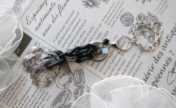 画像6: 【送料無料】【バッグチャーム/キーホルダー】◆flower storm◆アクリルチェーン&ガラスストーン Black×Gray バッグチャームチェーン付(バッグアクセサリー キーリング 日本製 ハンドメイド)