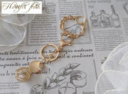 画像6: 【送料無料】【バッグチャーム/キーホルダー】◆flower storm◆二つのメタルチャーム&ラインストーンとパール バッグチャームチェーン付(バッグアクセサリー キーリング 日本製 ハンドメイド)