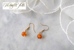 画像6: 【送料無料】【ピアス】◆flower storm◆K16GP 天然石 直径約8mm天然琥珀 フックピアス（アクセサリー こはく アンバー Amber パワーストーン 日本製）