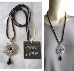 画像19: 【送料無料】【レザーネックレス】◆flower storm◆エスニックフラワー&上質しずくチャームの革紐ロングネックレス (アクセサリー アジアン フォークロア ターコイズ チェコビーズ 雫パール 日本製 レディース)