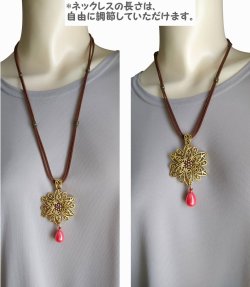 画像7: 【送料無料】【レザーネックレス】◆flower storm◆エスニックフラワー&上質しずくチャームの革紐ロングネックレス (アクセサリー アジアン フォークロア ターコイズ チェコビーズ 雫パール 日本製 レディース)