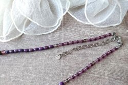 画像10: 【送料無料】◆flower storm◆長さ42cm~50cm インド製黒檀16mm玉、ウッドビーズ、ガラスビーズのショートネックレス Brown × Purple (天然素材 エボニー ステンレス アレルギー対応 TOHOビーズ アクセサリー 日本製 ）