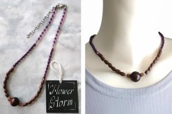 画像6: 【送料無料】◆flower storm◆長さ42cm~50cm インド製黒檀16mm玉、ウッドビーズ、ガラスビーズのショートネックレス Brown × Purple (天然素材 エボニー ステンレス アレルギー対応 TOHOビーズ アクセサリー 日本製 ）