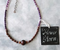 画像4: 【送料無料】◆flower storm◆長さ42cm~50cm インド製黒檀16mm玉、ウッドビーズ、ガラスビーズのショートネックレス Brown × Purple (天然素材 エボニー ステンレス アレルギー対応 TOHOビーズ アクセサリー 日本製 ）