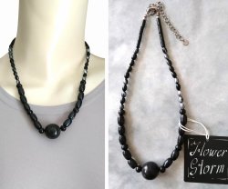 画像3: 【送料無料】◆flower storm◆長さ42cm~50cm 水牛ビーズ20mm玉＆ウッドビーズの ブラック ショートネックレス  (天然素材  ステンレス アレルギー対応 アクセサリー 日本製 ）