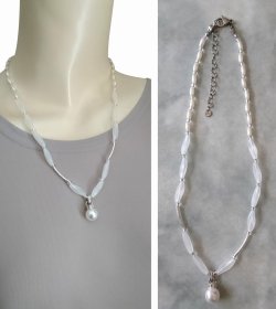 画像12: 【送料無料】◆flower storm◆長さ45cm~52cm アクリル樹脂＆ガラスビーズのピュアホワイト ショートネックレス 金属アレルギー対応  ( パール ステンレス アレルギー対応 TOHOビーズ アクセサリー 日本製 ）