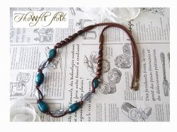 画像5: 【送料無料】【レザーネックレス】◆flower storm◆長さ約74cm 大振り ウッドとアクリルビーズのロングネックレス ブルーグリーン（アクセサリー 木製 樹脂 日本製） 