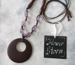 画像5: 【送料無料】◆flower storm◆長さ調節可 ウッドのぬくもり＆アクリルビーズの優しい輝きロングネックレス パープルグレー（アクセサリー  木製 樹脂 蝋引き紐 MIYUKIビーズ 天然素材 日本製）