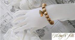 画像5: 【送料無料】◆flower storm◆数珠ブレス 軽さとカジュアル感が魅力 ウッドビーズとキャッツアイ、リーフチャームのブレスレット ペールカーキ（アクセサリー 腕輪 木製 猫目石 人工石 パワーストーン 葉っぱ 自然素材 日本製 メンズ レディース）