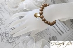 画像5: 【送料無料】◆flower storm◆数珠ブレス 軽さとカジュアル感が魅力 ウッドビーズとキャッツアイ、リーフチャームのブレスレット ダークゴールド（アクセサリー 腕輪 木製 猫目石 人工石 パワーストーン 葉っぱ 自然素材 日本製 メンズ レディース）