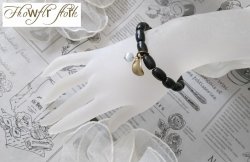 画像5: 【送料無料】◆flower storm◆数珠ブレス 軽さとカジュアル感が魅力 ウッドビーズとキャッツアイ、リーフチャームのブレスレット ブラック（アクセサリー 腕輪 木製 猫目石 人工石 パワーストーン 葉っぱ 自然素材 日本製 メンズ レディース）