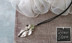 画像6: 【送料無料】◆flower storm◆長さ約56cm シルバーメタル＆ガラスストーン 二つの輝くリーフのネックレス 金属アレルギー対応 グリーン (アクセサリー ステンレス マンテル 日本製 メンズ レディース ）