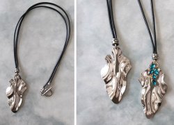 画像7: 【送料無料】◆flower storm◆長さ約56cm シルバーメタル＆ガラスストーン 二つの輝くリーフのネックレス 金属アレルギー対応 ブルー (アクセサリー ステンレス マンテル 日本製 メンズ レディース ）