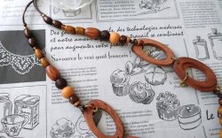 画像6: 【送料無料】【レザーネックレス】◆flower storm◆長さ約70~90cm 大ぶり ウッドチャーム＆3種の高品質ビーズ 木製パーツを連ねたナチュラルカラー革紐ロングネックレス（アクセサリー ボリューム MIYUKI TOHO 天然素材 日本製）