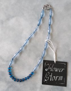 画像5: 【送料無料】◆flower storm◆長さ42cm アクリルビーズ＆チェコガラスビーズのショートネックレス ブルー 金属アレルギー対応  ( ステンレス アクセサリー 日本製 ）