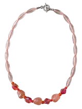 【送料無料】◆flower storm◆長さ45cm アクリル＆ガラスビーズのショートネックレス オレンジ×レッド 金属アレルギー対応  ( ステンレス MIYUKI TOHO アクセサリー 日本製 ）