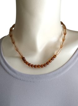 画像4: 【送料無料】◆flower storm◆長さ42cm アクリルビーズ＆チェコガラスビーズのショートネックレス ブラウン 金属アレルギー対応  ( ステンレス アクセサリー 日本製 ）