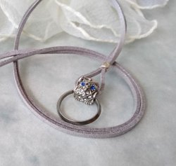 画像4: 【送料無料】【グラスホルダー】◆flower storm◆数量限定 ステンレスリング＆サファイアブルーアイのフクロウネックレス ペンダント式サングラス、メガネホルダー （眼鏡掛け レザーネックレス ラインストーン メンズ レディース 日本製） 