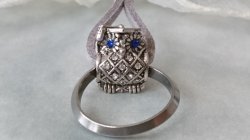 画像3: 【送料無料】【グラスホルダー】◆flower storm◆数量限定 ステンレスリング＆サファイアブルーアイのフクロウネックレス ペンダント式サングラス、メガネホルダー （眼鏡掛け レザーネックレス ラインストーン メンズ レディース 日本製） 