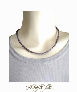 画像3:  【送料無料】◆flower storm◆長さ42cm アクリル樹脂ビーズ＆ガラスビーズのショートネックレス グレーグラデーション 金属アレルギー対応 ( ステンレス TOHOビーズ アクセサリー 日本製 メンズ レディース）